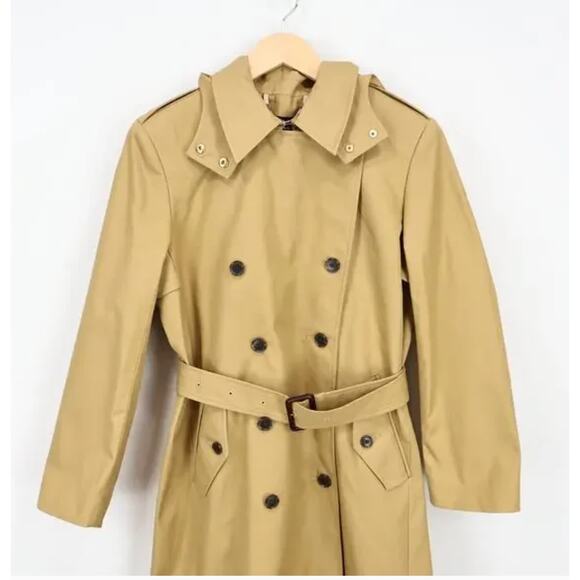 J Crew New Long Icon Trench Coat 12 NWT Midi Tan Honey CI113 J.Crew Belt Prep - Picture 4 of 6